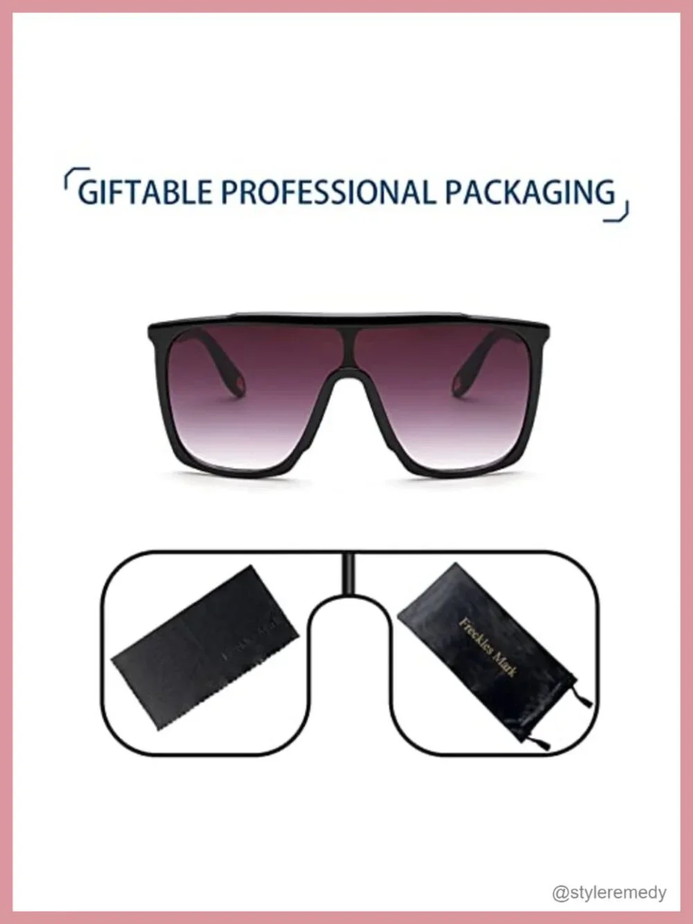 Oversized 70s Retro Flat Top Square Shield Sunglasses UV400 Unisex
